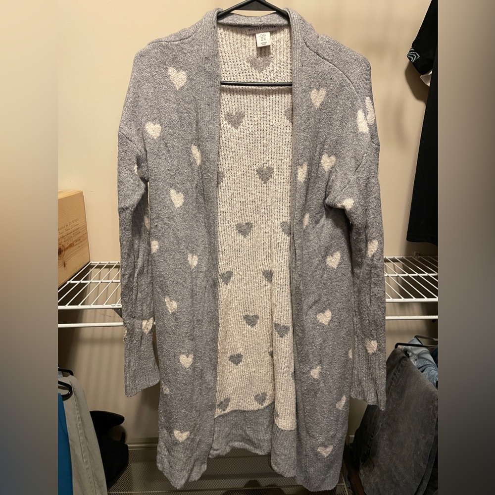 Sincerely Jules long, grey heart cardigan